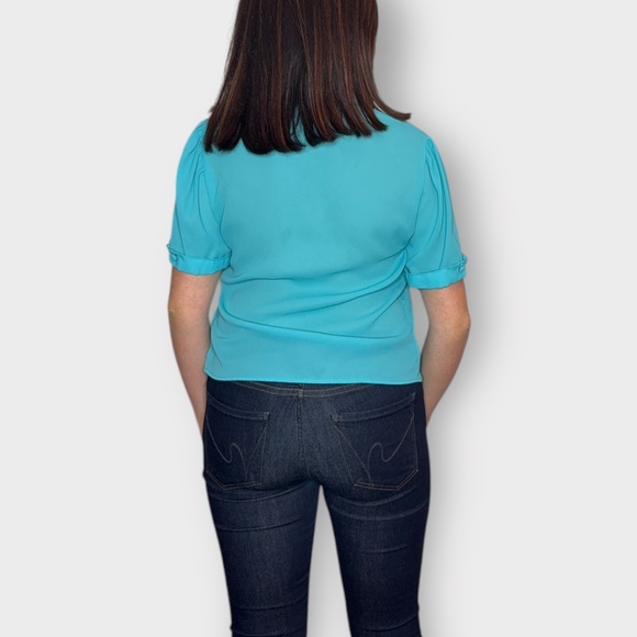 Vintage Late 1970s / Early 1980s “Mariposa” Bright Blue Short Sleeve Button Down - Picture 5 of 7